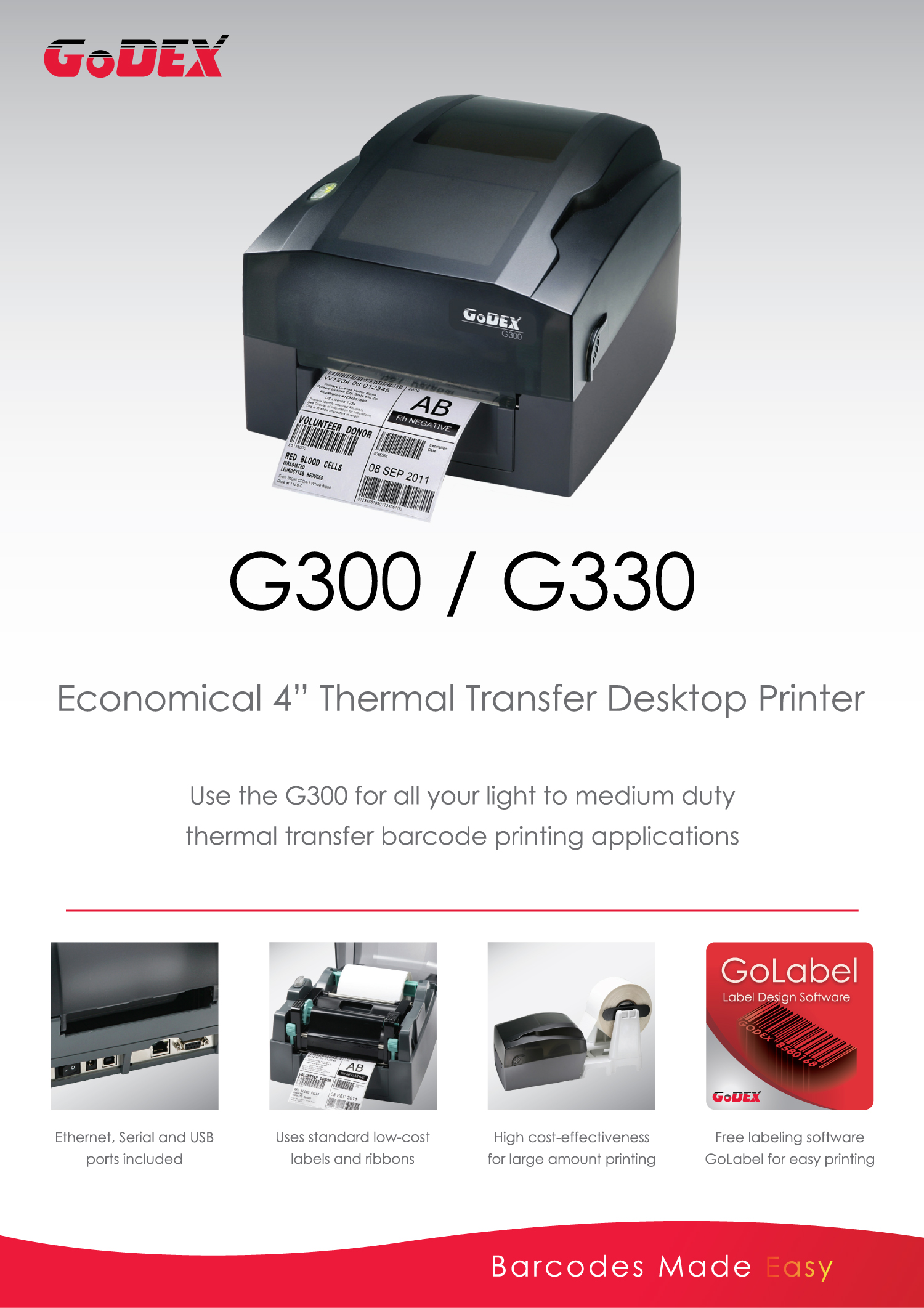 เครื่องพิมพ์บาร์โค้ด Godex G300